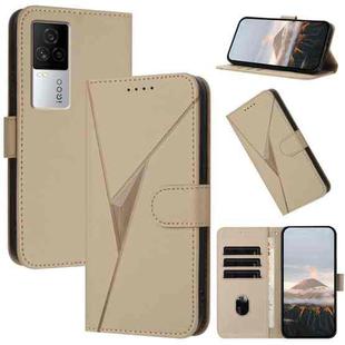 For vivo iQOO 7 India / iQOO Neo5 Triangle Pattern Buckle Clasp Leather Phone Case(Gold)
