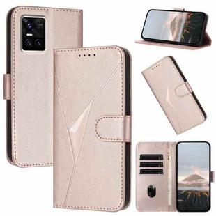 For vivo S10 / S10 Pro Triangle Pattern Buckle Clasp Leather Phone Case(Rose Gold)