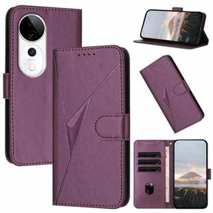 For vivo S19 Pro Triangle Pattern Buckle Clasp Leather Phone Case(Dark Purple)