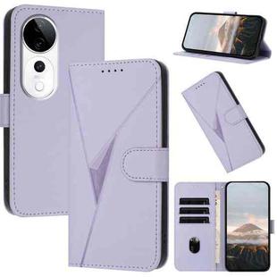 For vivo S19 Pro Triangle Pattern Buckle Clasp Leather Phone Case(Light Purple)