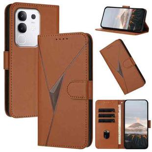 For vivo Y29 4G Triangle Pattern Buckle Clasp Leather Phone Case(Brown)