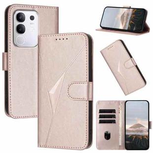 For vivo Y29 4G Triangle Pattern Buckle Clasp Leather Phone Case(Rose Gold)
