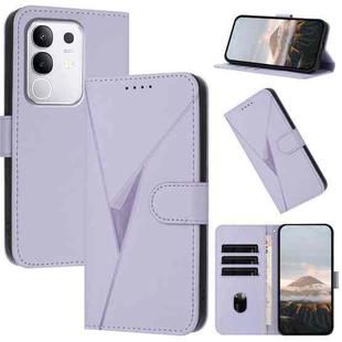 For vivo Y29 4G Triangle Pattern Buckle Clasp Leather Phone Case(Light Purple)