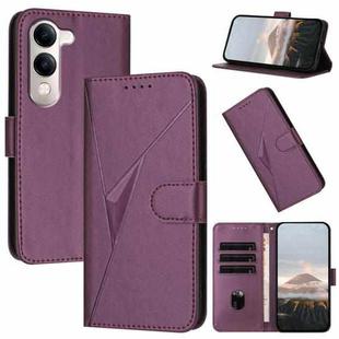 For vivo Y29s 5G / Y04 4G Global Triangle Pattern Buckle Clasp Leather Phone Case(Dark Purple)