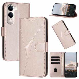 For vivo Y29s 5G / Y04 4G Global Triangle Pattern Buckle Clasp Leather Phone Case(Rose Gold)