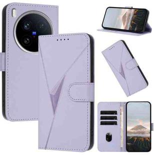 For vivo X200 Ultra Triangle Pattern Buckle Clasp Leather Phone Case(Light Purple)