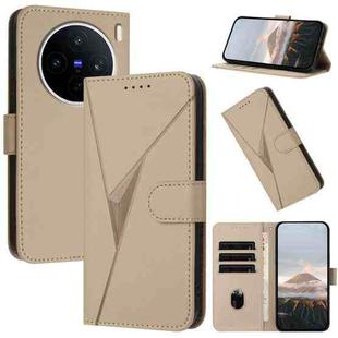 For vivo X200s Triangle Pattern Buckle Clasp Leather Phone Case(Gold)