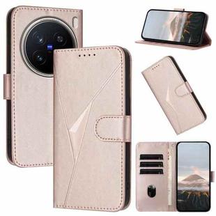 For vivo X200 Pro Triangle Pattern Buckle Clasp Leather Phone Case(Rose Gold)