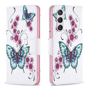 For Samsung Galaxy S25 5G Colored Drawing Pattern Leather Phone Case(Flowers Butterfly)