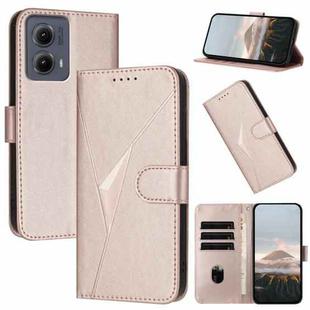 For Motorola Edge 5G 2024 Triangle Pattern Buckle Clasp Leather Phone Case(Rose Gold)