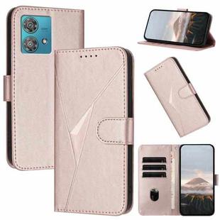 For Motorola Edge 40 Neo 5G Triangle Pattern Buckle Clasp Leather Phone Case(Rose Gold)