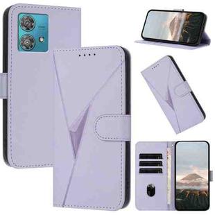 For Motorola Edge 40 Neo 5G Triangle Pattern Buckle Clasp Leather Phone Case(Light Purple)