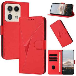 For Motorola Edge 50 Ultra Triangle Pattern Buckle Clasp Leather Phone Case(Red)