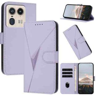 For Motorola Edge 50 Ultra Triangle Pattern Buckle Clasp Leather Phone Case(Light Purple)