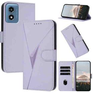 For Motorola Moto G Play 4G 2024 Triangle Pattern Buckle Clasp Leather Phone Case(Light Purple)