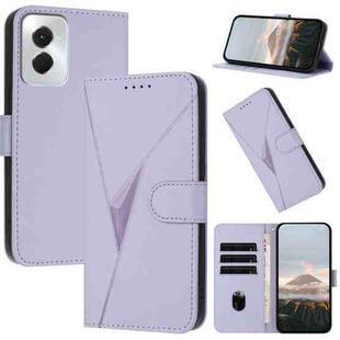 For Motorola Moto G Power 2024 Triangle Pattern Buckle Clasp Leather Phone Case(Light Purple)