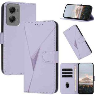 For Motorola Moto G Stylus 2024 Triangle Pattern Buckle Clasp Leather Phone Case(Light Purple)