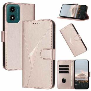 For Motorola Moto G04 Triangle Pattern Buckle Clasp Leather Phone Case(Rose Gold)