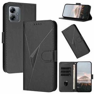 For Motorola Moto G14 Triangle Pattern Buckle Clasp Leather Phone Case(Black)