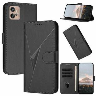 For Motorola Moto G32 Triangle Pattern Buckle Clasp Leather Phone Case(Black)