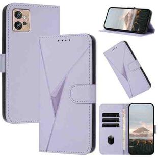 For Motorola Moto G32 Triangle Pattern Buckle Clasp Leather Phone Case(Light Purple)