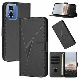 For Motorola Moto G34 Triangle Pattern Buckle Clasp Leather Phone Case(Black)