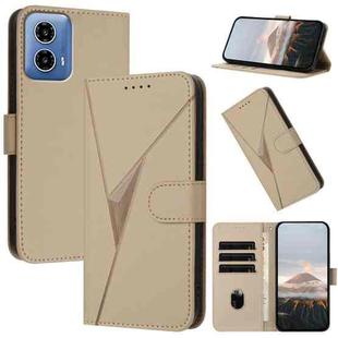 For Motorola Moto G34 Triangle Pattern Buckle Clasp Leather Phone Case(Gold)