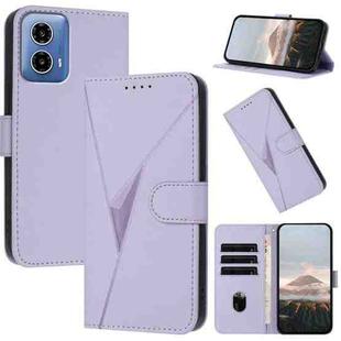 For Motorola Moto G34 Triangle Pattern Buckle Clasp Leather Phone Case(Light Purple)