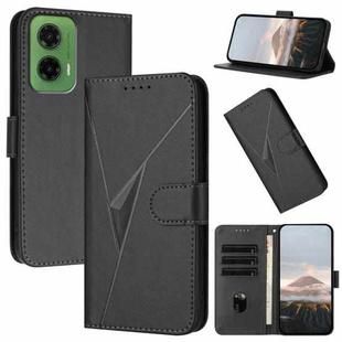 For Motorola Moto G35 Triangle Pattern Buckle Clasp Leather Phone Case(Black)