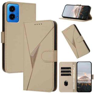 For Motorola Moto G45 Triangle Pattern Buckle Clasp Leather Phone Case(Gold)