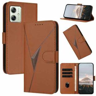 For Motorola Moto G54 5G Global / EU Triangle Pattern Buckle Clasp Leather Phone Case(Brown)