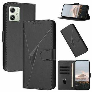 For Motorola Moto G54 5G Global / EU Triangle Pattern Buckle Clasp Leather Phone Case(Black)