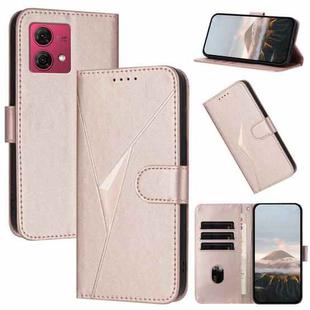 For Motorola Moto G84 5G Triangle Pattern Buckle Clasp Leather Phone Case(Rose Gold)