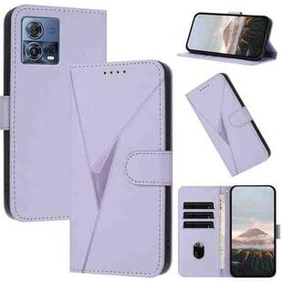 For Motorola Moto S30 Pro 5G Triangle Pattern Buckle Clasp Leather Phone Case(Light Purple)