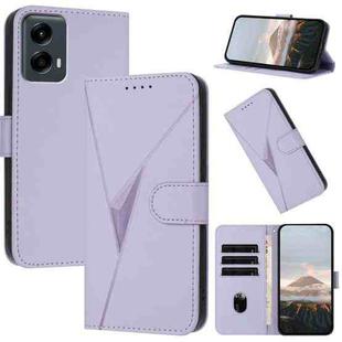 For Motorola Moto G 5G 2024 Triangle Pattern Buckle Clasp Leather Phone Case(Light Purple)