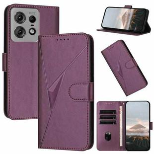 For Motorola Edge 50 Pro Triangle Pattern Buckle Clasp Leather Phone Case(Dark Purple)