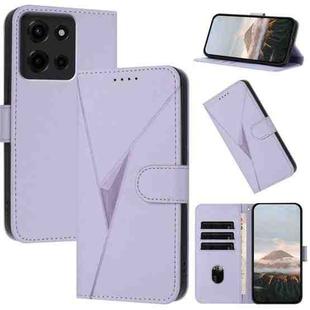 For Motorola Moto G 2025 Triangle Pattern Buckle Clasp Leather Phone Case(Light Purple)