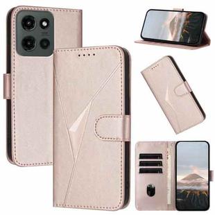 For Motorola Moto G Stylus 5G 2025 Triangle Pattern Buckle Clasp Leather Phone Case(Rose Gold)