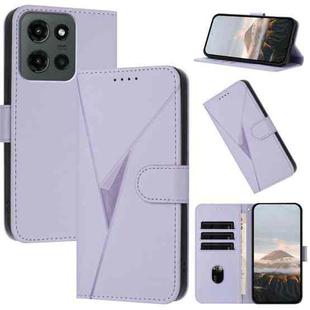 For Motorola Moto G Stylus 5G 2025 Triangle Pattern Buckle Clasp Leather Phone Case(Light Purple)