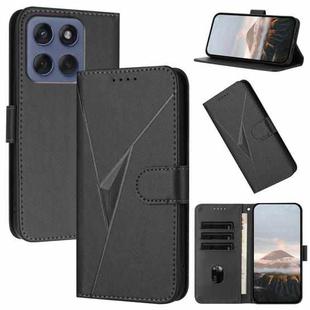 For Motorola Edge 60 Fusion / Edge 5G 2025 Triangle Pattern Buckle Clasp Leather Phone Case(Black)