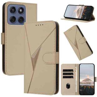 For Motorola Edge 60 Fusion / Edge 5G 2025 Triangle Pattern Buckle Clasp Leather Phone Case(Gold)