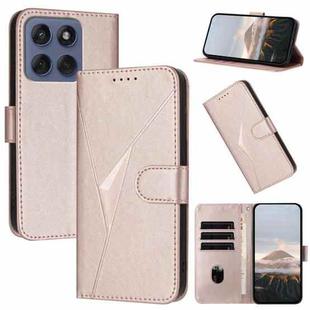 For Motorola Edge 60 Fusion / Edge 5G 2025 Triangle Pattern Buckle Clasp Leather Phone Case(Rose Gold)