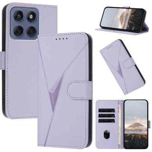 For Motorola Edge 60 Fusion / Edge 5G 2025 Triangle Pattern Buckle Clasp Leather Phone Case(Light Purple)