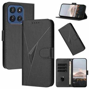 For Motorola Edge 60 Triangle Pattern Buckle Clasp Leather Phone Case(Black)