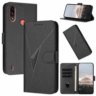 For Motorola Moto E7 Power Triangle Pattern Buckle Clasp Leather Phone Case(Black)