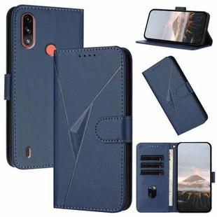 For Motorola Moto E7 Power Triangle Pattern Buckle Clasp Leather Phone Case(Royal Blue)