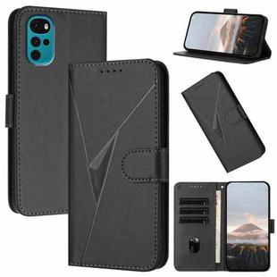 For Motorola Moto G22 Triangle Pattern Buckle Clasp Leather Phone Case(Black)