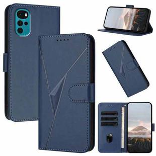 For Motorola Moto G22 Triangle Pattern Buckle Clasp Leather Phone Case(Royal Blue)