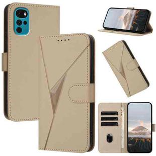 For Motorola Moto G22 Triangle Pattern Buckle Clasp Leather Phone Case(Gold)
