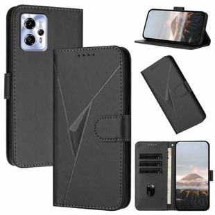 For Motorola Moto G23 Triangle Pattern Buckle Clasp Leather Phone Case(Black)